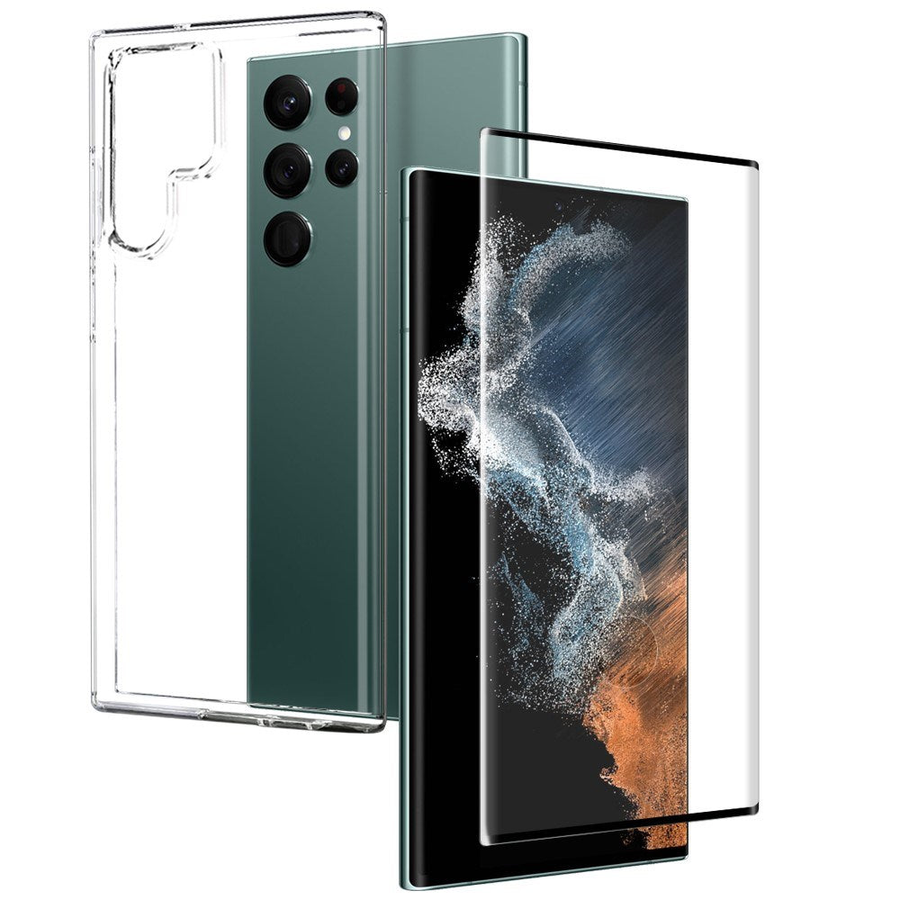 NORTHJO Samsung Galaxy S22 Ultra 2-in-1 Set Flexible Plastic Case with Tempered Glass Screen Protector - Transparent