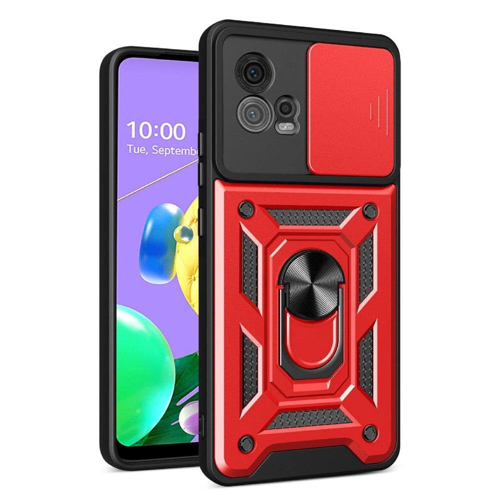Motorola Moto G72 Tough Case w. Magnetic Kickstand & Cam Slider - Red