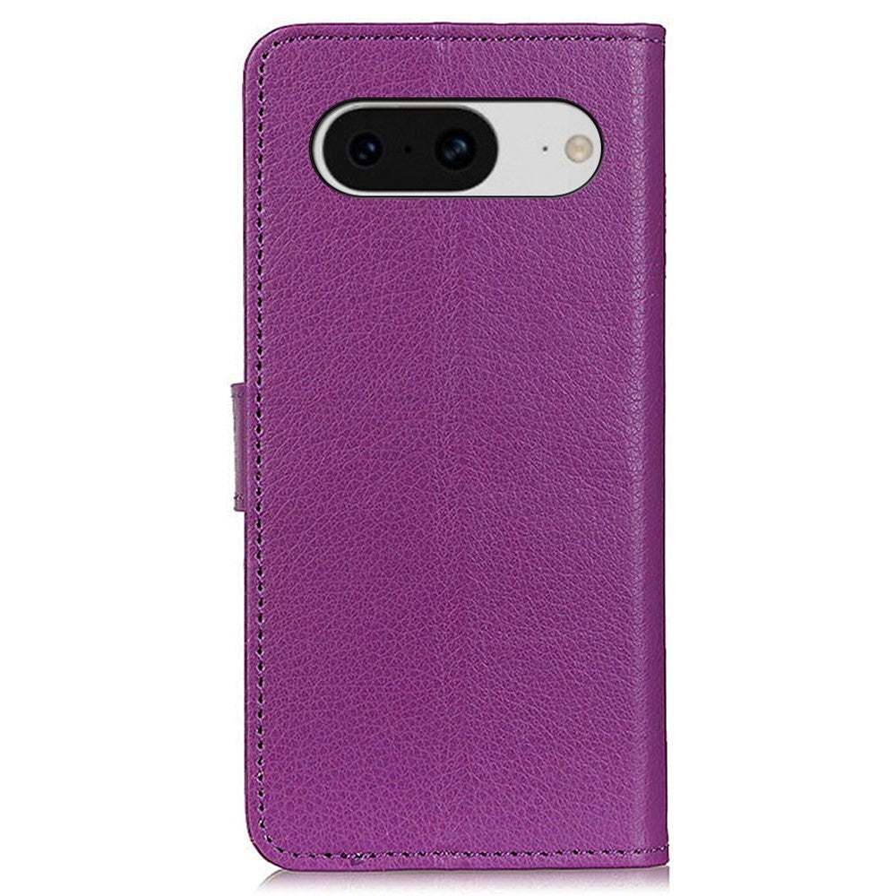 Google Pixel 8 Litchi Leather Case w. Wallet - Purple