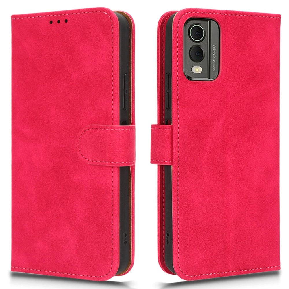 Nokia C32 Leather Flip Case with Wallet and Stand Function - Pink
