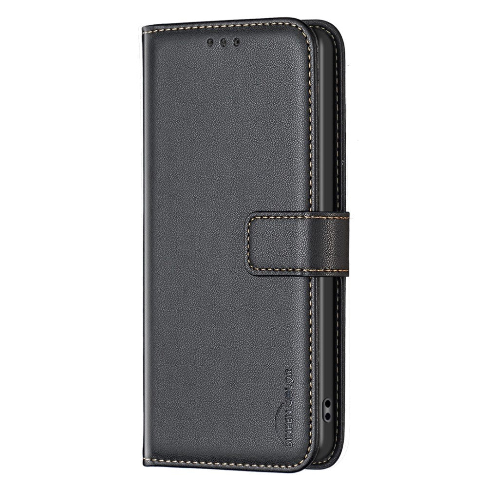 Nokia C22 Leather Flip Case with Wallet and Stand Function - Black