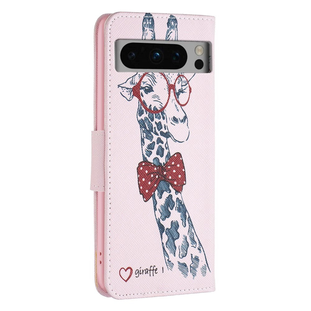Google Pixel 8 Pro Leather Case w. Wallet - Giraffe