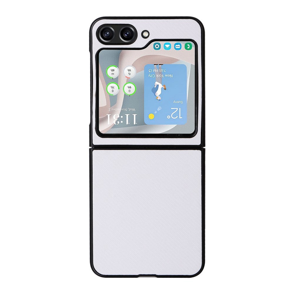 Samsung Galaxy Z Flip5 (5G) Leather Covered Plastic Case - White Carbon