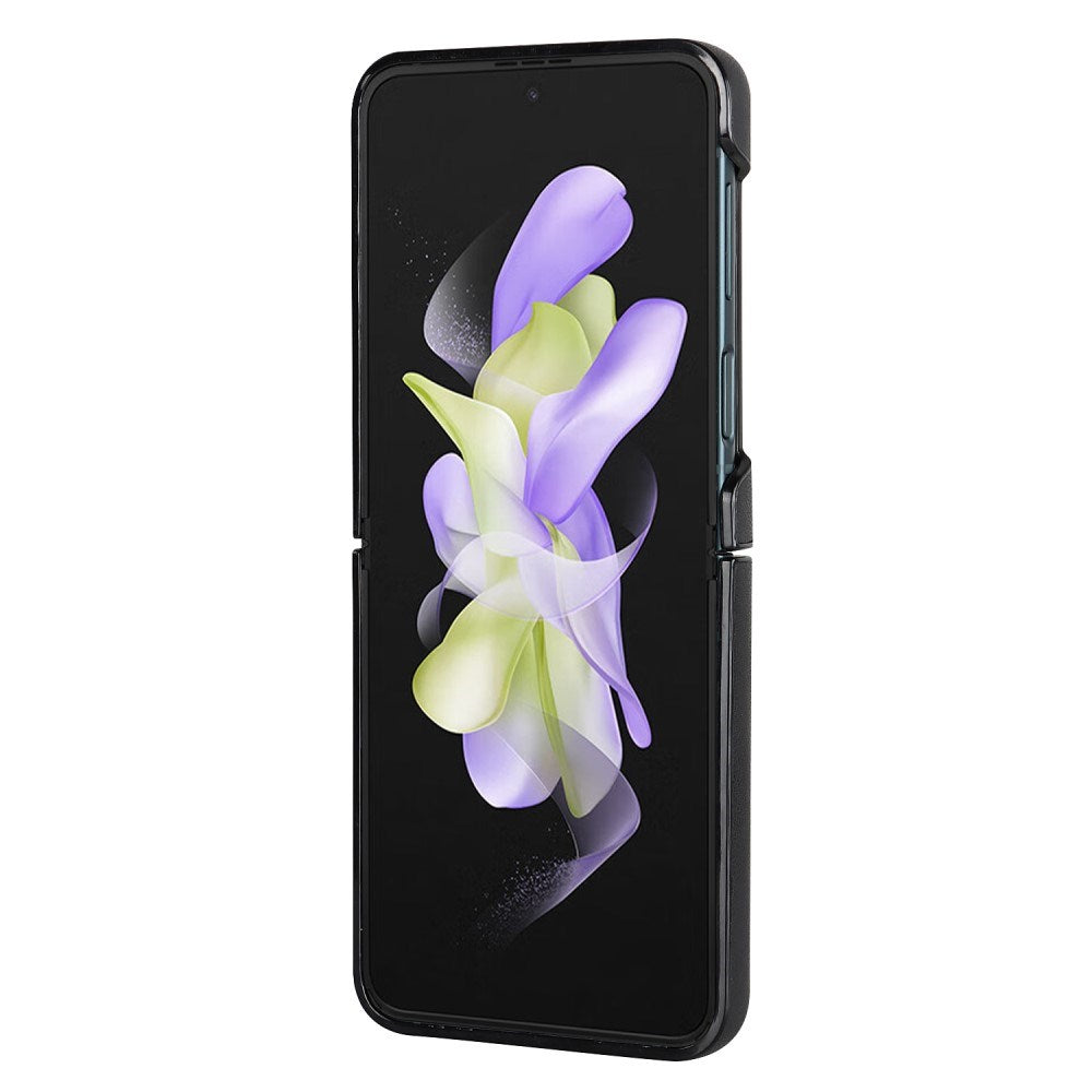 EIDERWOOD Samsung Galaxy Z Flip4 (5G) Faux Leather Case with V-Design - Black