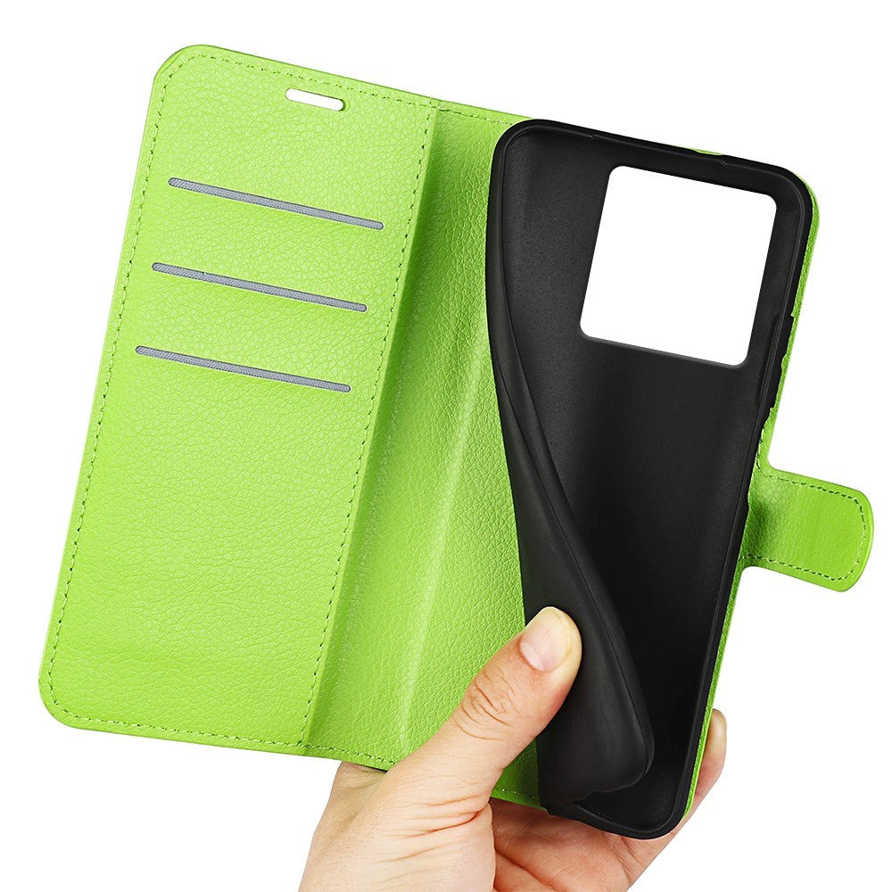Xiaomi 13T / 13T Pro Litchi Leather Flip Cover w. Wallet - Green