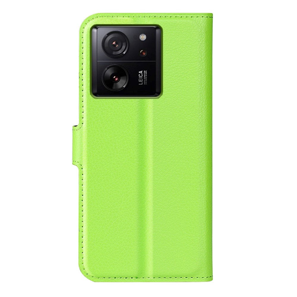 Xiaomi 13T / 13T Pro Litchi Leather Flip Cover w. Wallet - Green