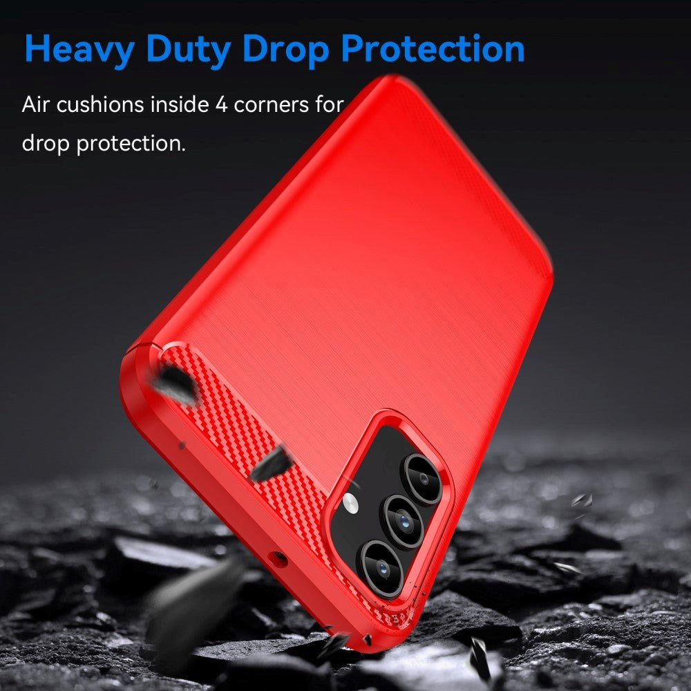 Samsung Galaxy A15 (5G) / A15 Brushed Carbon Fiber Flexible Plastic Case - Red