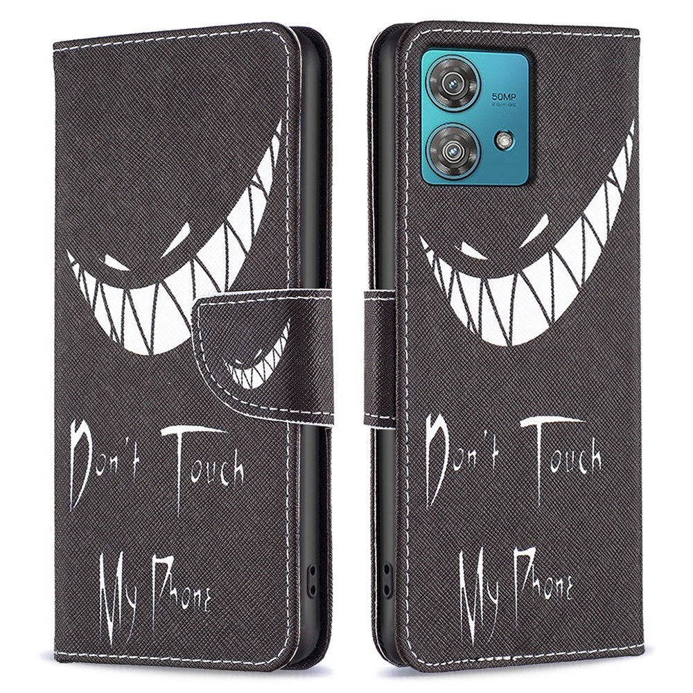 EIDERWOOD Motorola Edge 40 Neo Faux Leather Flip Case with Wallet & Print - "Don't Touch My Phone"