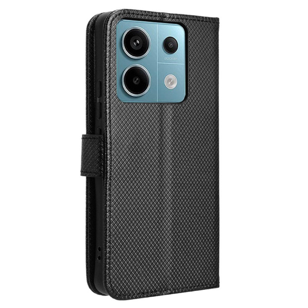 EIDERWOOD Xiaomi Redmi Note 13 Pro (5G) / Poco X6 Leather Flip Case w. Strap & Texture - Black