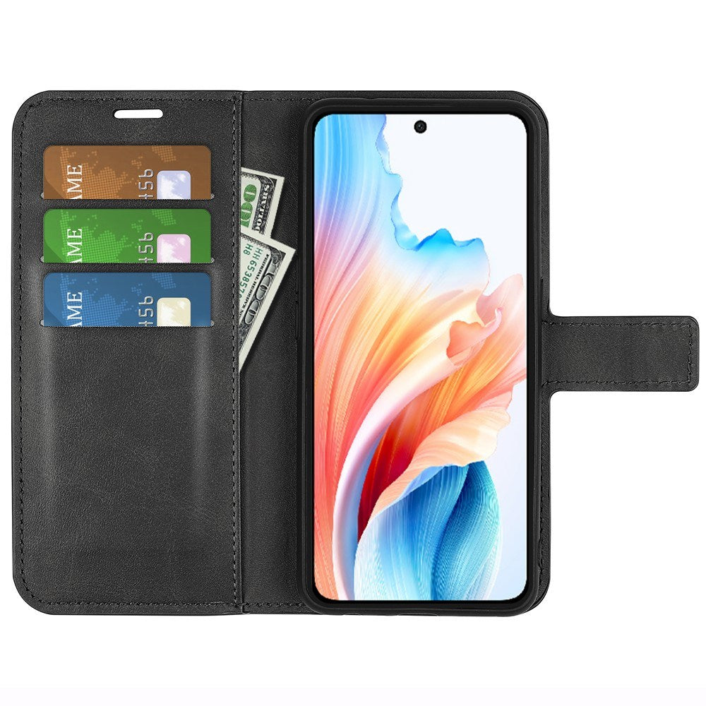 EIDERWOOD Oppo A79 (5G) / A2 (5G) Leather Flip Case w. Lommebok & Stand Function - Black