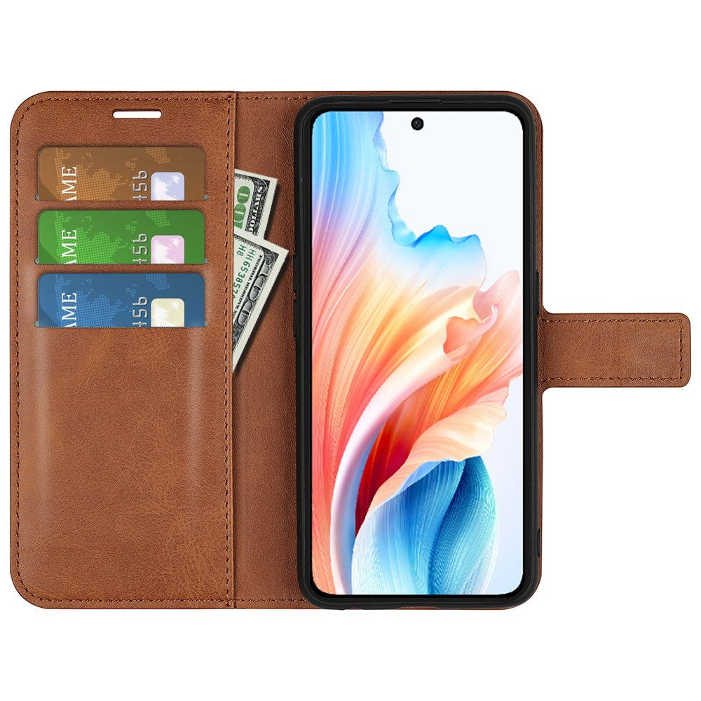 EIDERWOOD Oppo A79 (5G) / A2 (5G) Leather Flip Case w. Lommebok & Stand Function - Light Brown