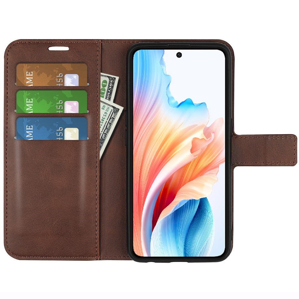 EIDERWOOD Oppo A79 (5G) / A2 (5G) Leather Flip Case w. Lommebok & Stand Function - Mørkebrun
