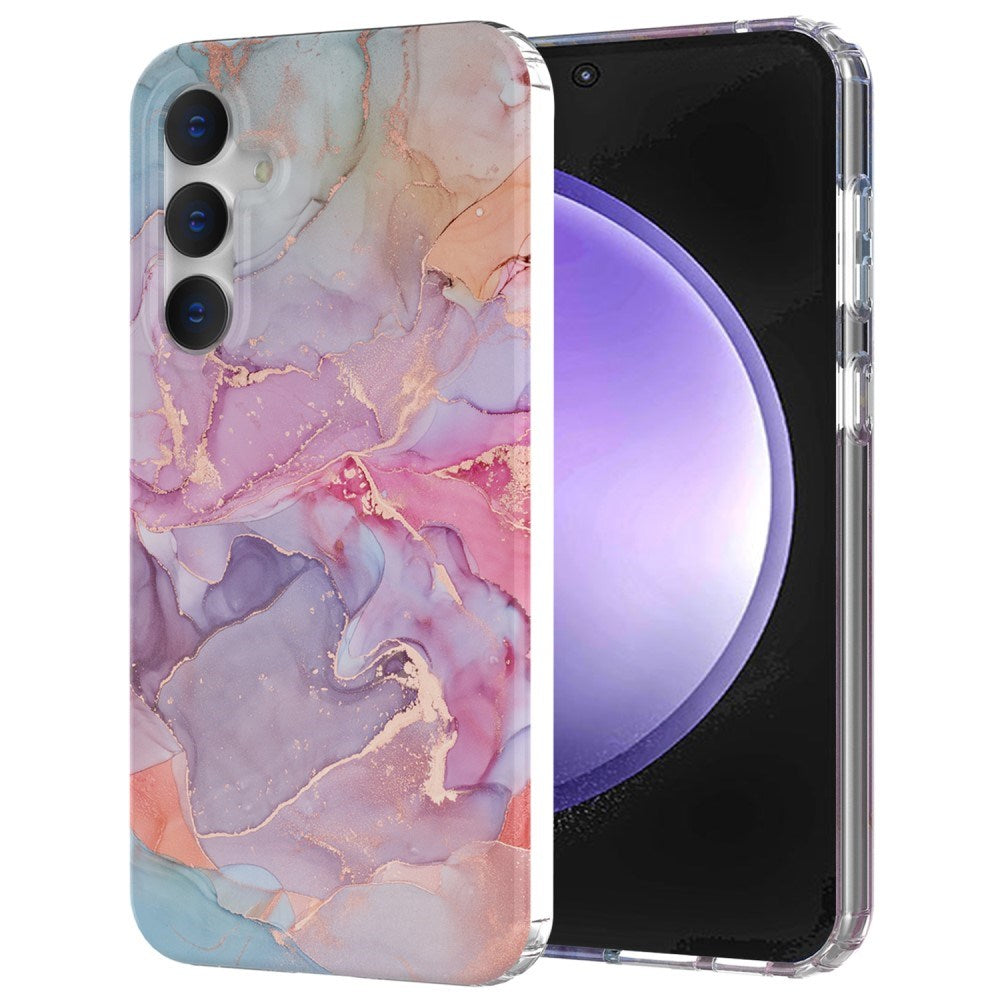 EIDERWOOD Samsung Galaxy S23 FE Hybrid Case with Marble Print - Pink / Purple