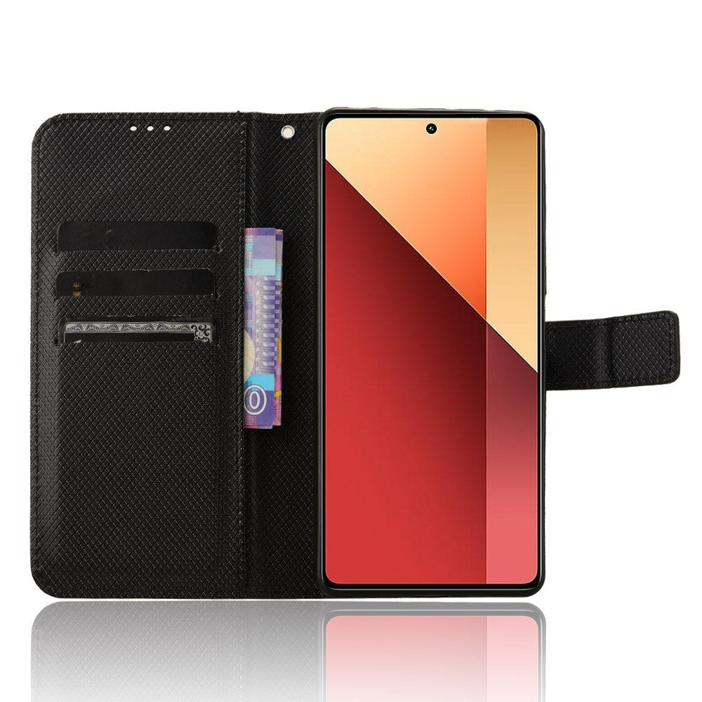EIDERWOOD Xiaomi Redmi Note 13 Pro (4G) / Poco M6 Pro Leather Flip Case w. Strap & Texture - Black