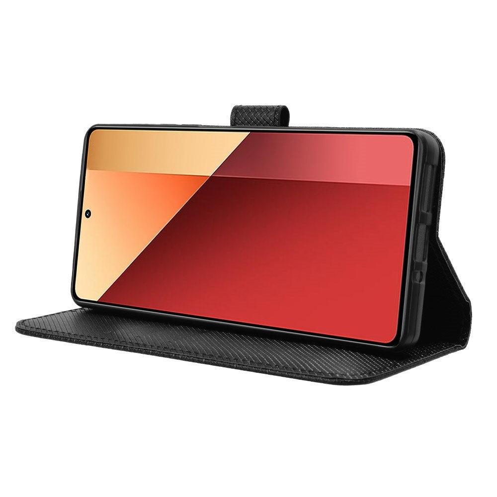EIDERWOOD Xiaomi Redmi Note 13 Pro (4G) / Poco M6 Pro Leather Flip Case w. Strap & Texture - Black
