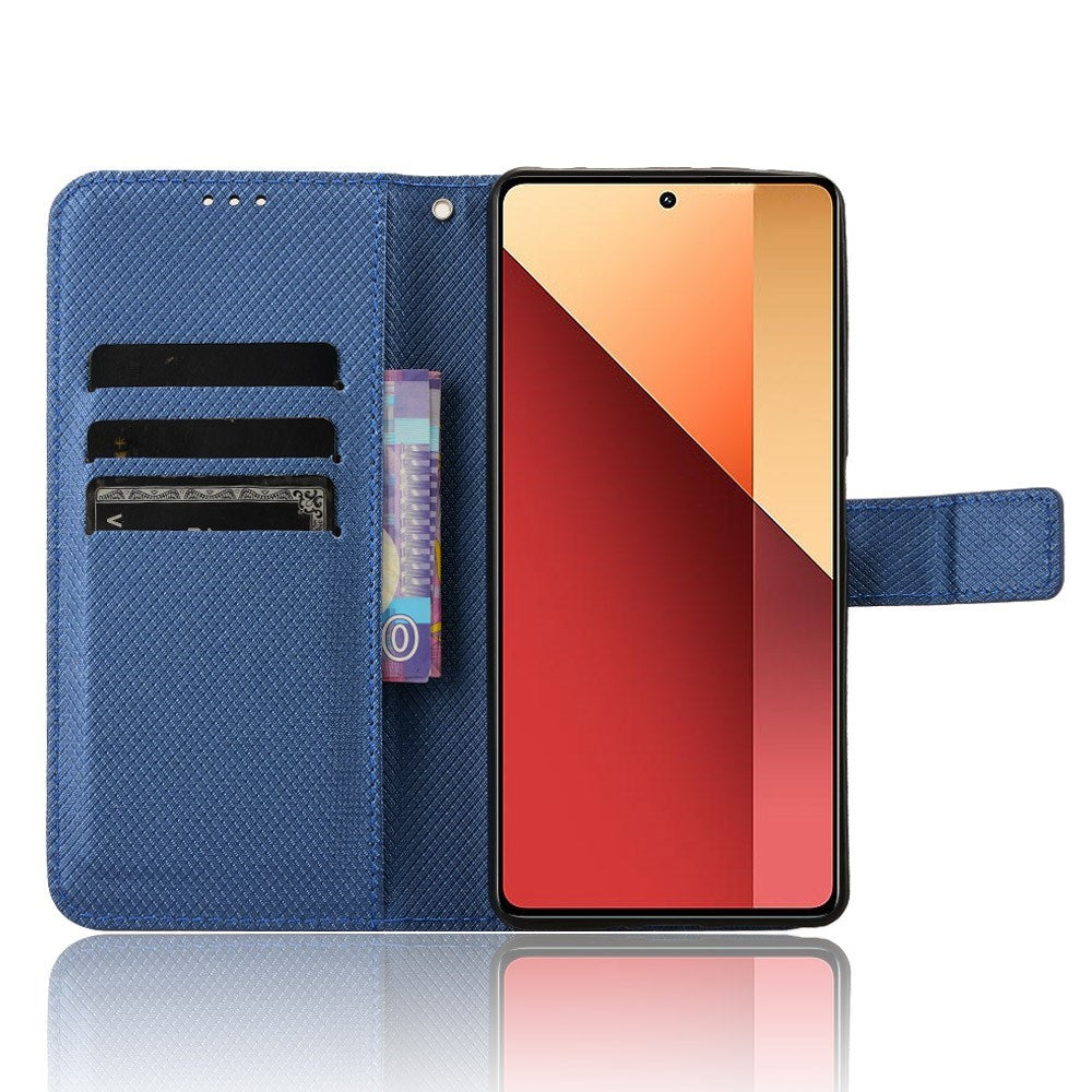EIDERWOOD Xiaomi Redmi Note 13 Pro (4G) / Poco M6 Pro Leather Flip Case w. Strap & Texture - Blue