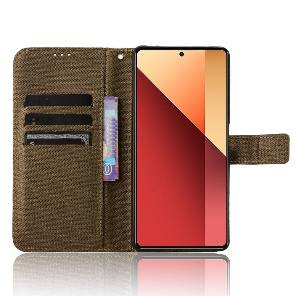 EIDERWOOD Xiaomi Redmi Note 13 Pro (4G) / Poco M6 Pro Leather Flip Case w. Strap & Texture - Brown