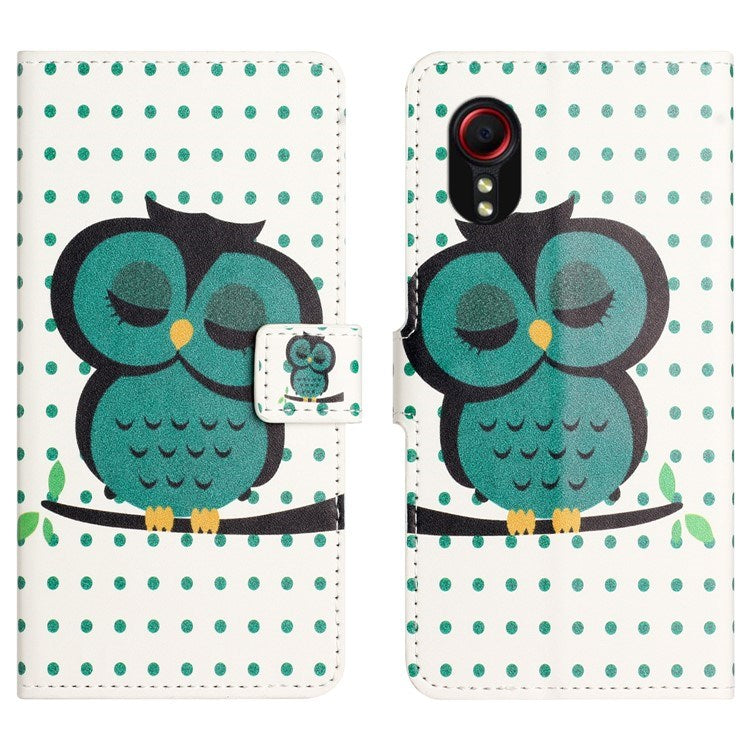 EIDERWOOD Samsung Galaxy Xcover 7 Flip Case with Card Holder & Stand Function - Green Owl