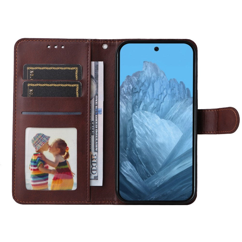 EIDERWOOD Google Pixel 10 / 10 Pro / 9 / 9 Pro Faux Leather Flip Case with Wallet & Strap - Brown