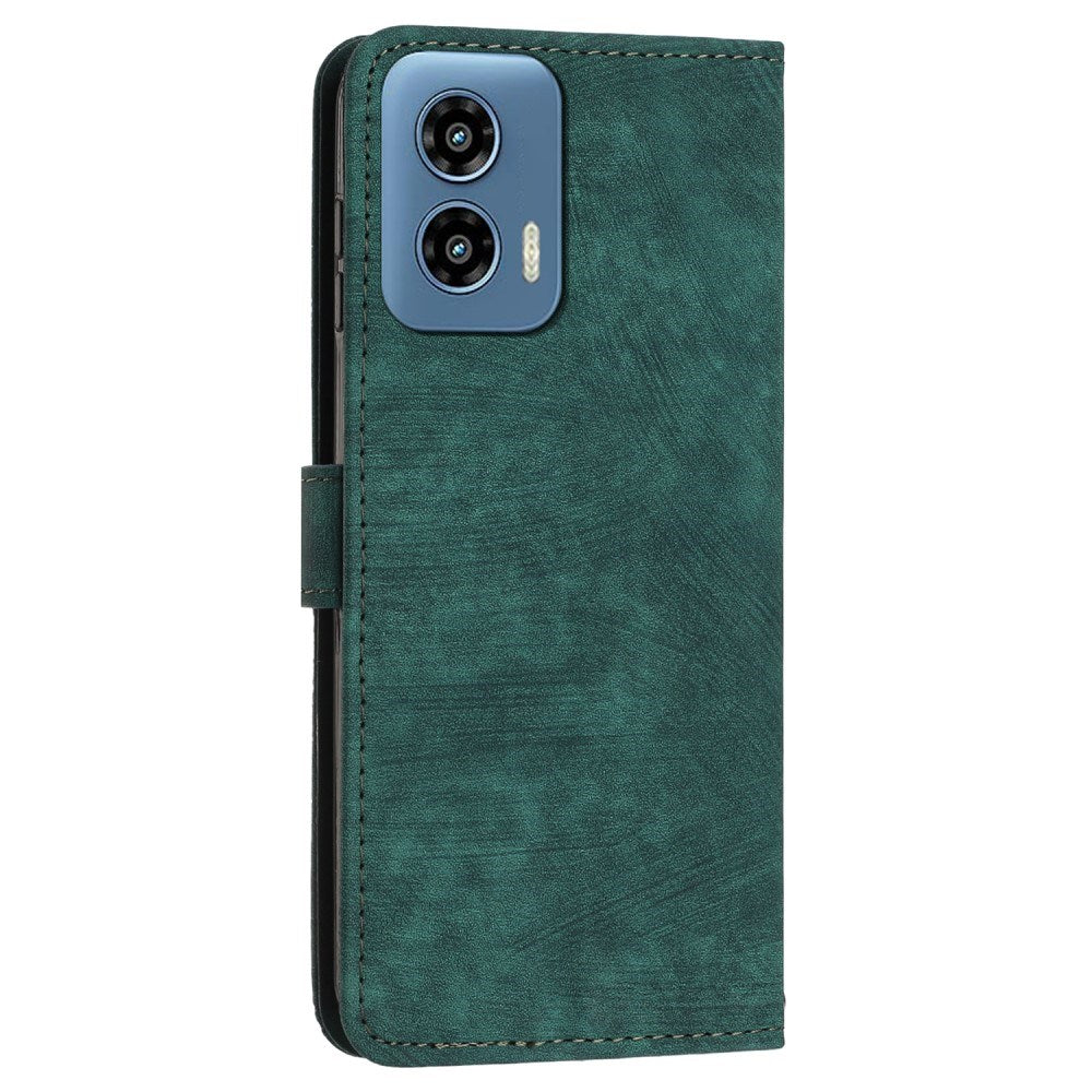 EIDERWOOD Motorola Moto G Play 5G (2024) Leather Flip Case with Wallet and Strap - Green