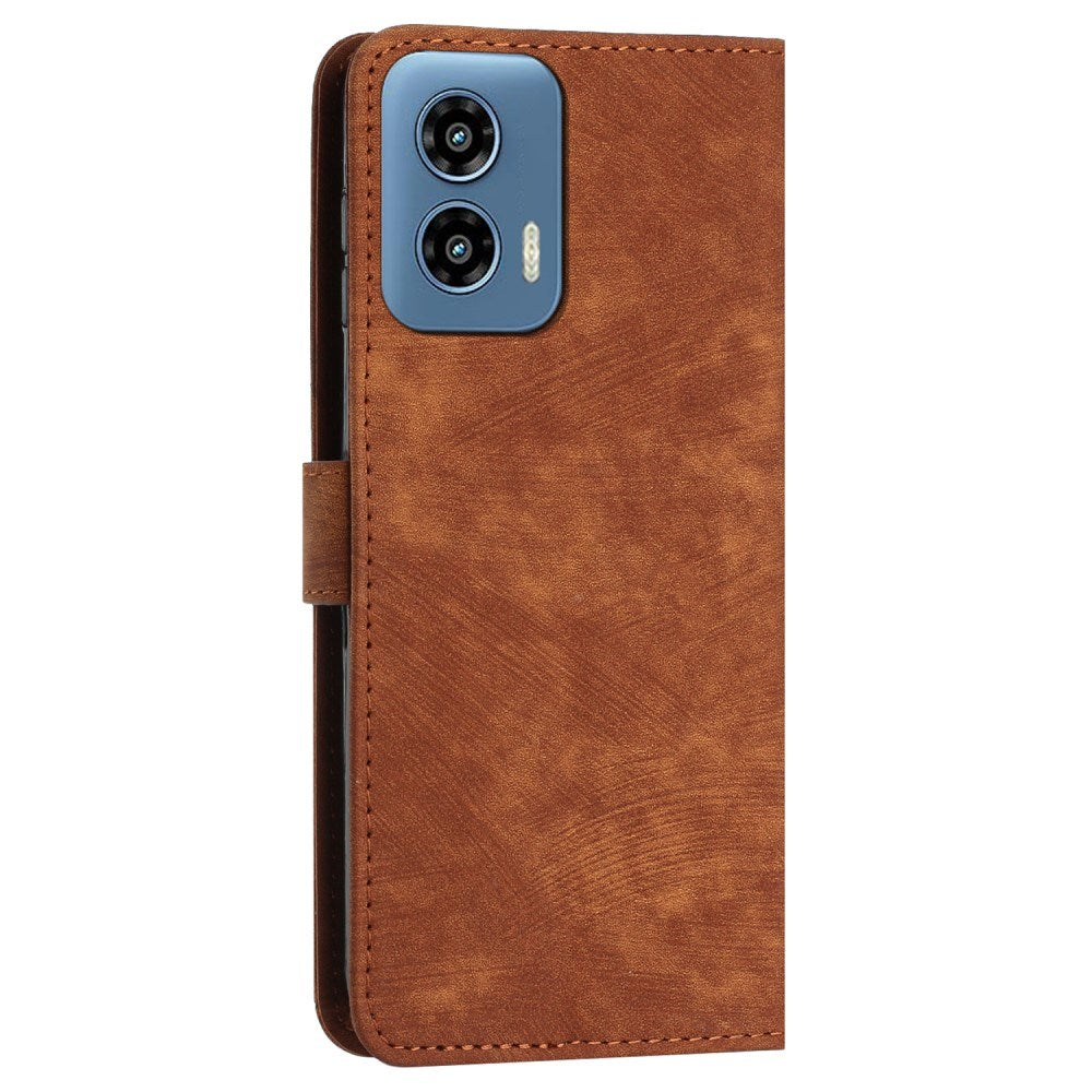 EIDERWOOD Motorola Moto G Play 5G (2024) Leather Flip Case with Wallet and Strap - Brown