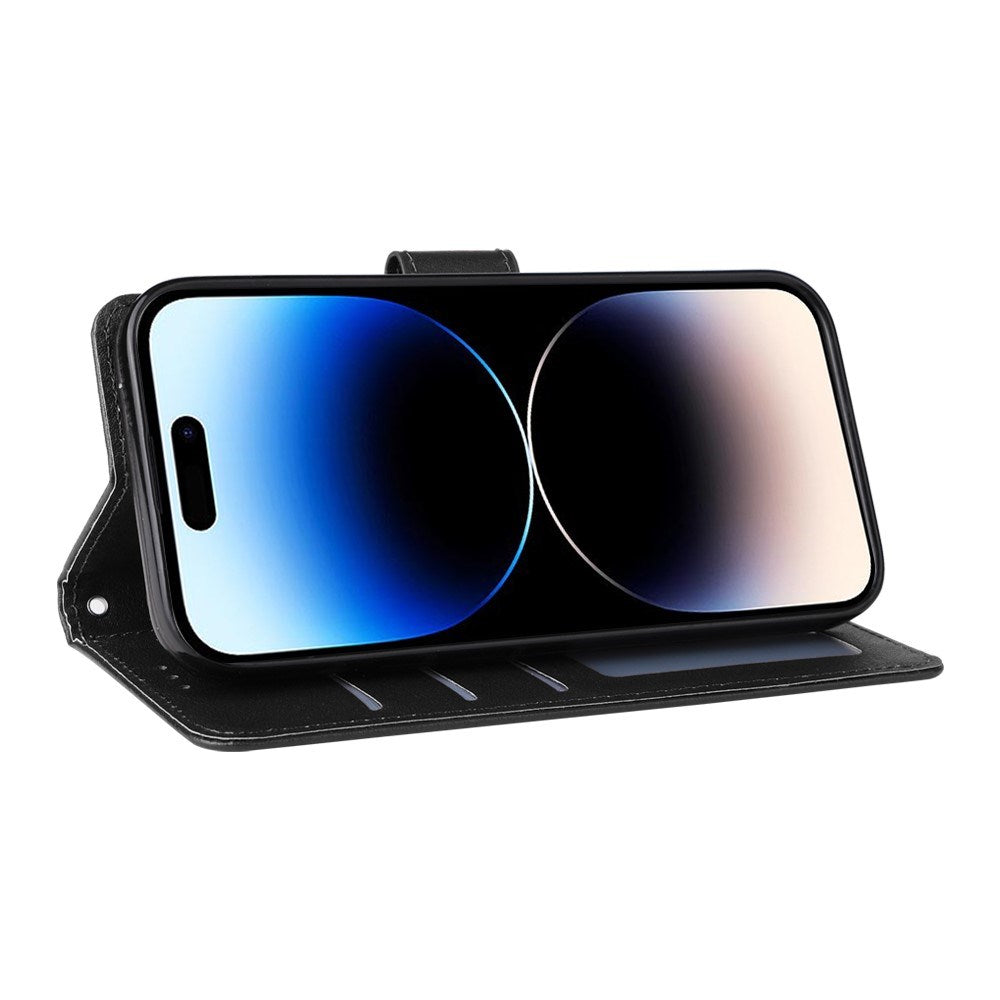 EIDERWOOD iPhone 14 Pro Max Faux Leather Flip Case with Strap - Black