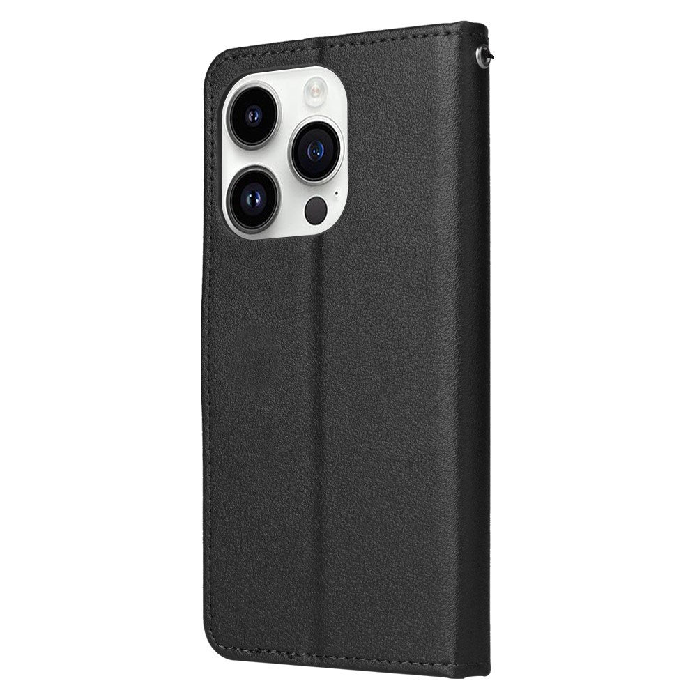 EIDERWOOD iPhone 14 Pro Max Faux Leather Flip Case with Strap - Black