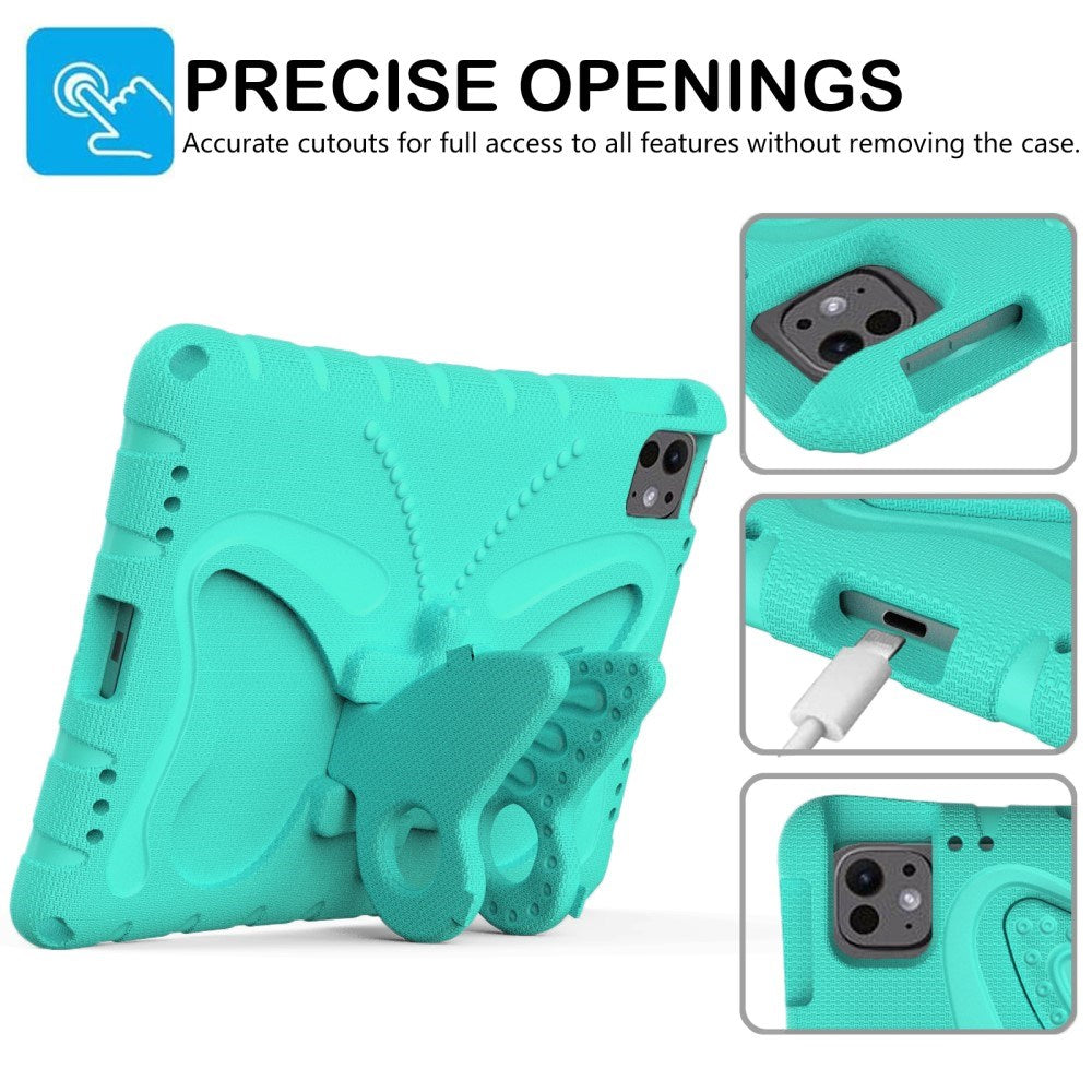 EIDERWOOD iPad Pro 11" (2025 / 2024) Kids Case - Butterfly Kickstand Case - Mint Green
