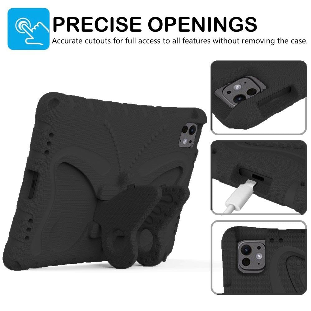 EIDERWOOD iPad Pro 11" (2025 / 2024) Kids Case - Butterfly Kickstand Case - Black