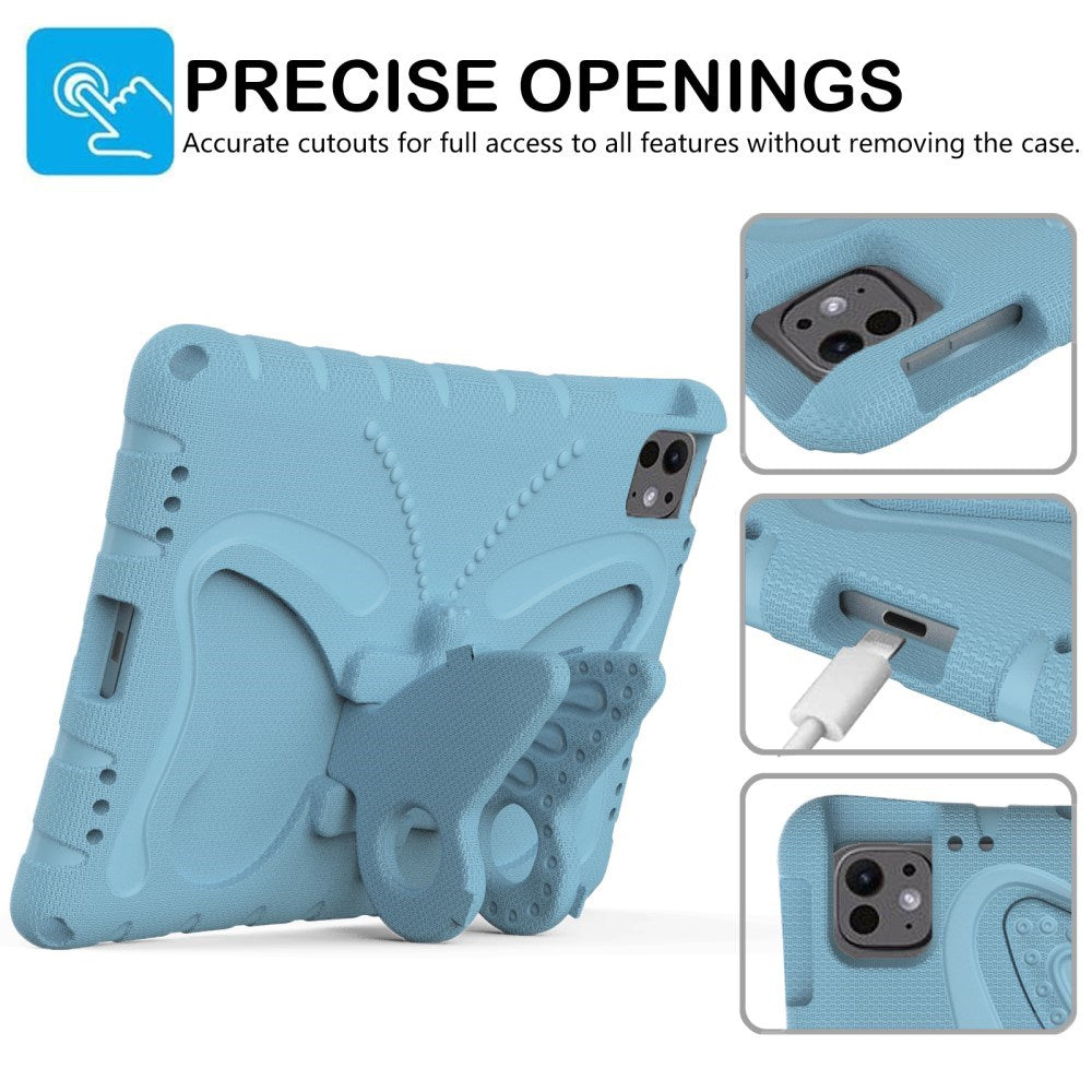 EIDERWOOD iPad Pro 11" (2025 / 2024) Kids Case - Butterfly Kickstand Case - Light Blue
