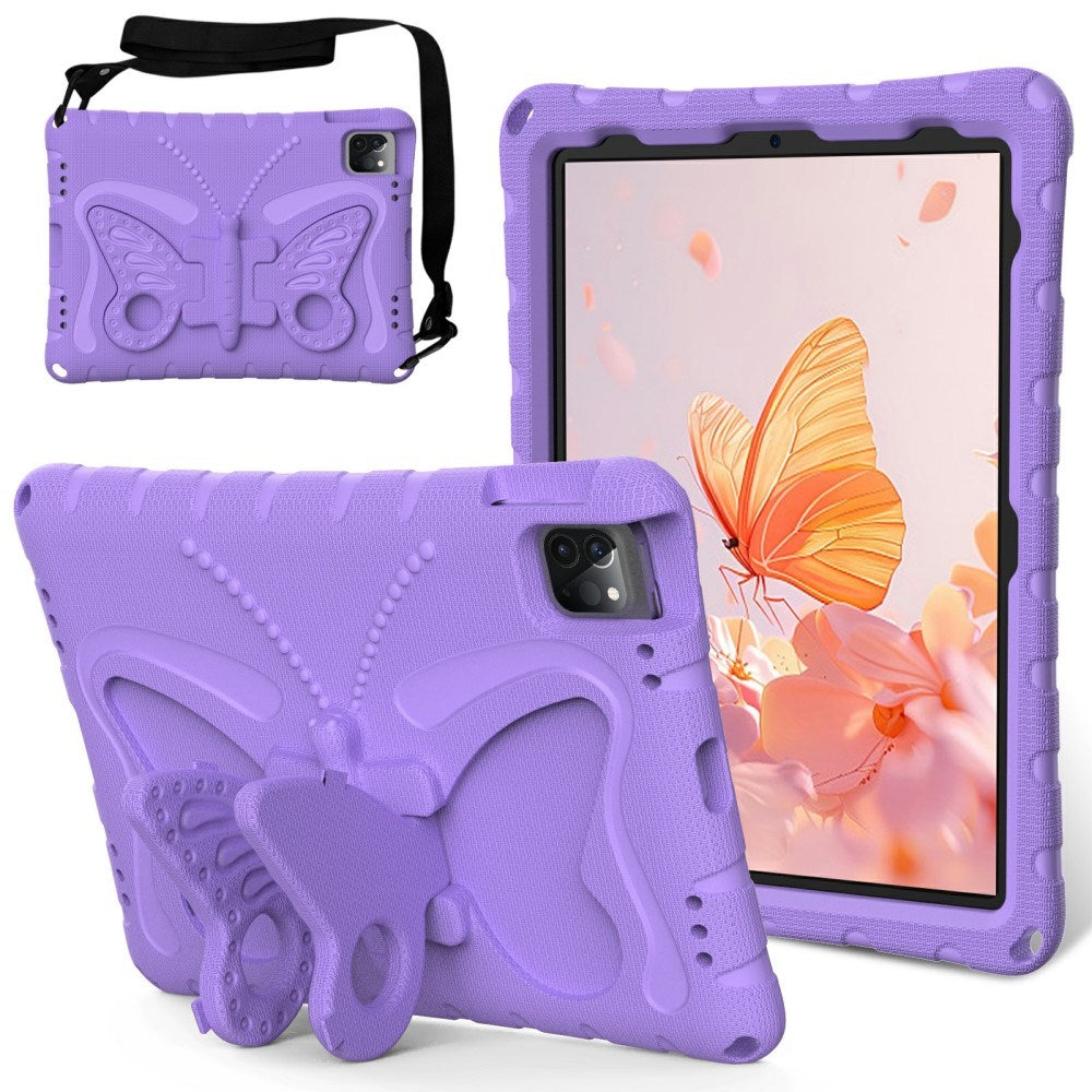 EIDERWOOD iPad Air / Pro 13" (2025 / 2024) / Pro 12.9" (2022-2018) Kids Case - Butterfly Kickstand Case - Purple