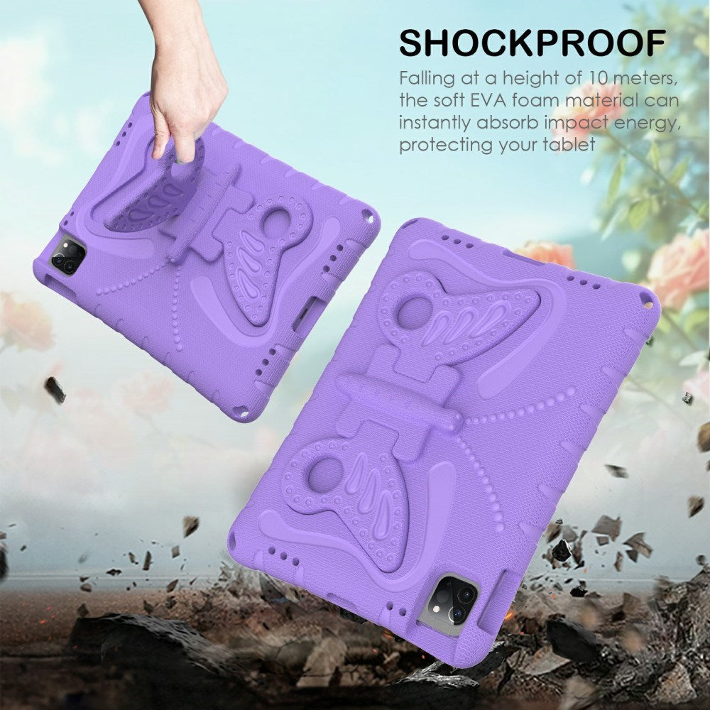 EIDERWOOD iPad Air / Pro 13" (2025 / 2024) / Pro 12.9" (2022-2018) Kids Case - Butterfly Kickstand Case - Purple