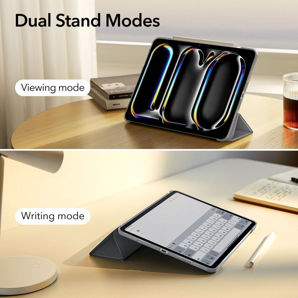 iPad Pro 13" (2025 / 2024) ESR Tri-Fold Flip Case with Apple Pencil Holder - Grey