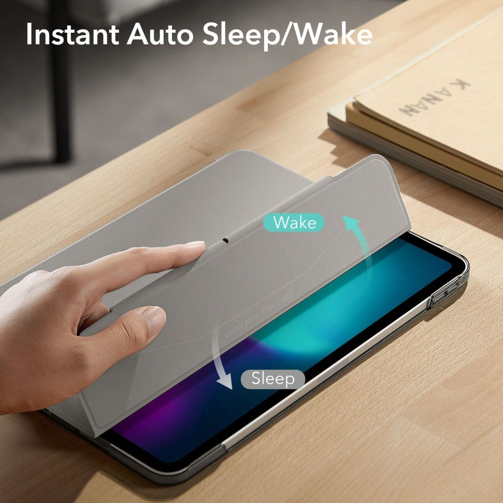 iPad Pro 13" (2025 / 2024) ESR Tri-Fold Flip Case with Apple Pencil Holder - Grey