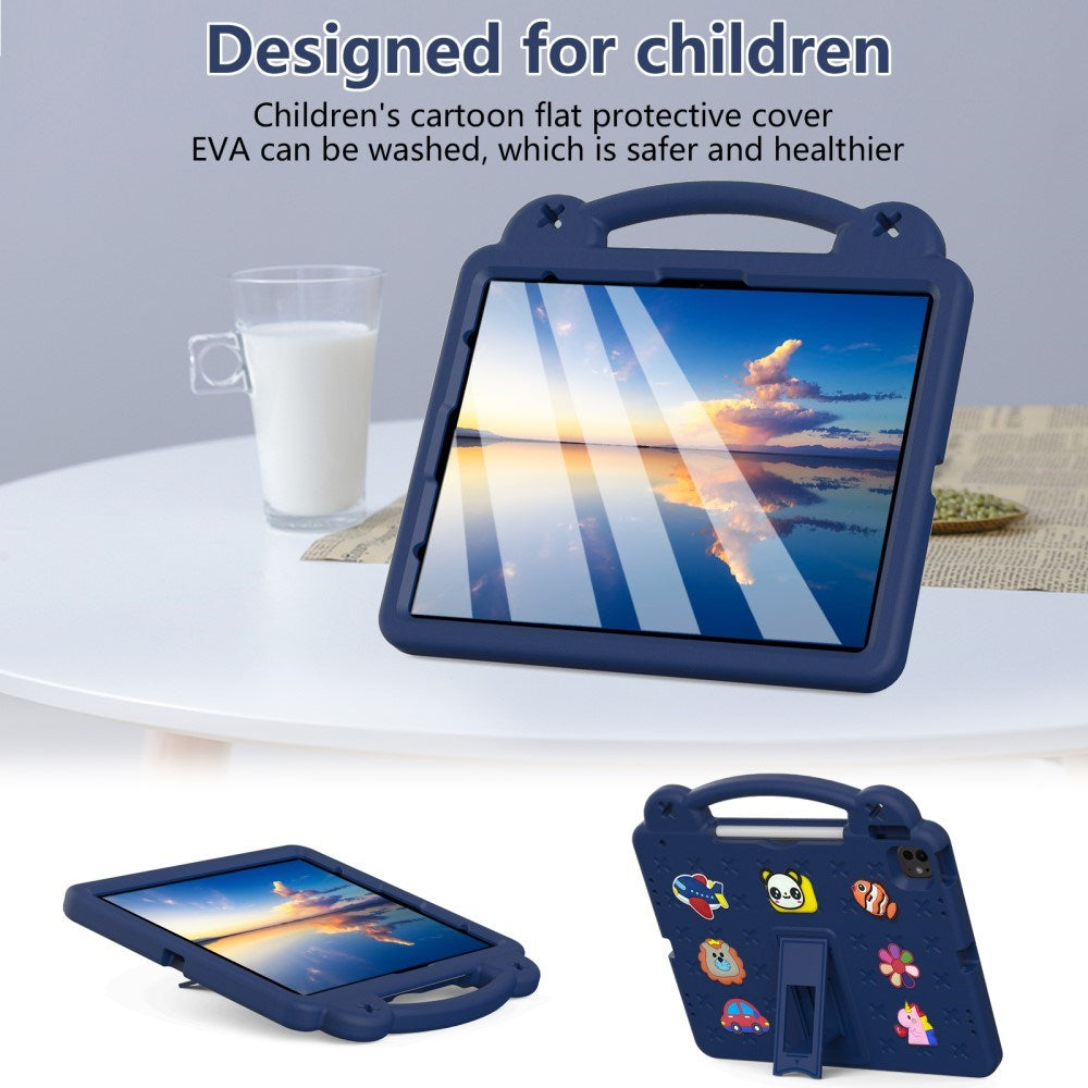 EIDERWOOD iPad Air 13" (2025 / 2024) / Pro 13" (2025 / 2024) /12.9" (2022-2018) Kids Case with Kickstand & Hand Holder - Dark Blue
