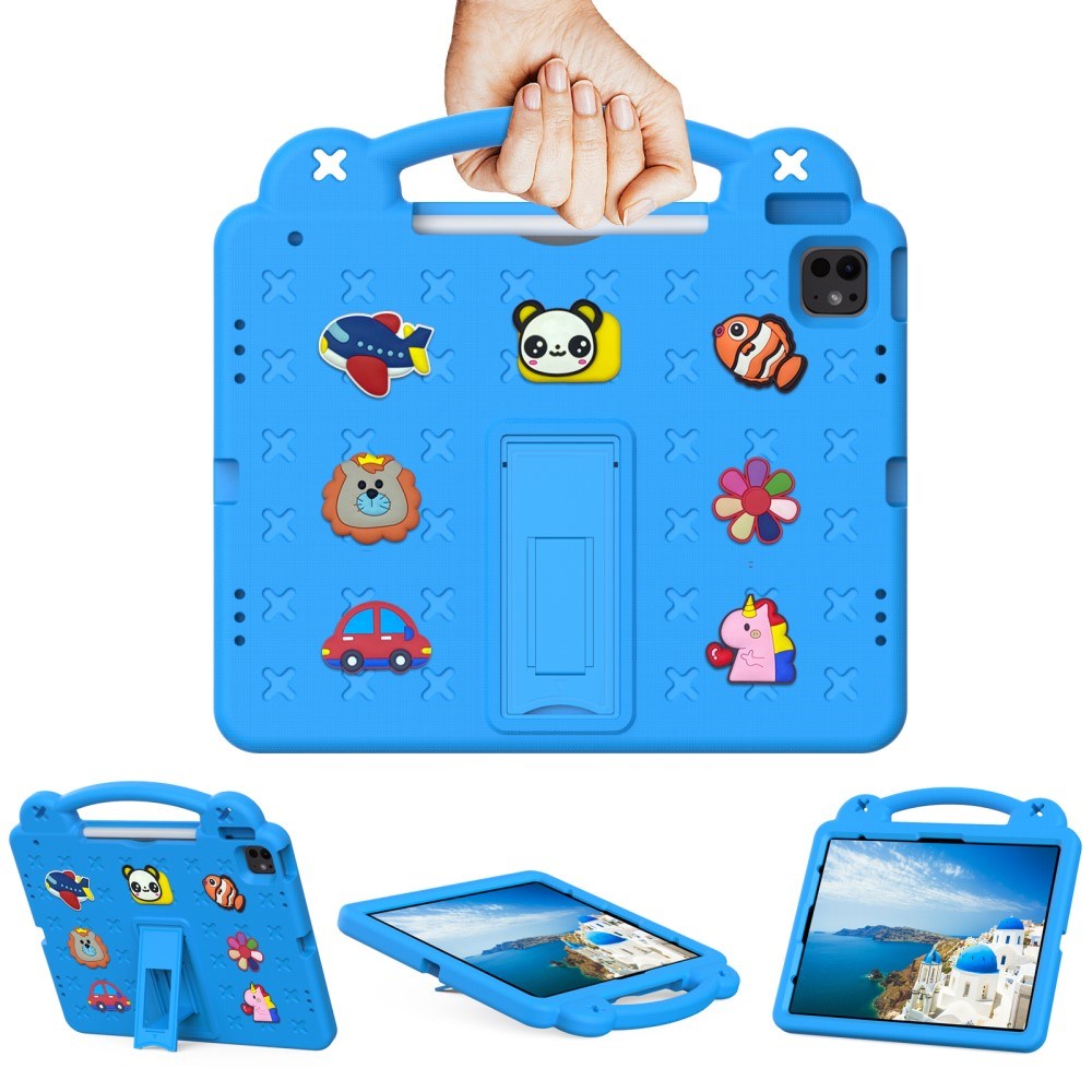 EIDERWOOD iPad Air 13" (2025 / 2024) / Pro 13" (2025 / 2024) /12.9" (2022-2018) Kids Case with Kickstand & Hand Holder - Blue