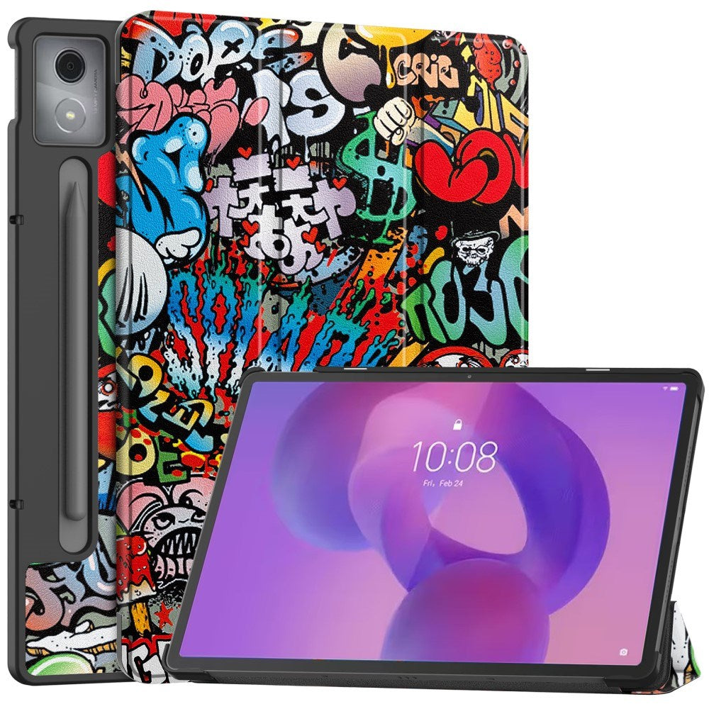 EIDERWOOD Lenovo IdeaTab Pro Tri-Fold Faux Leather Flip Case with Pattern - Graffiti