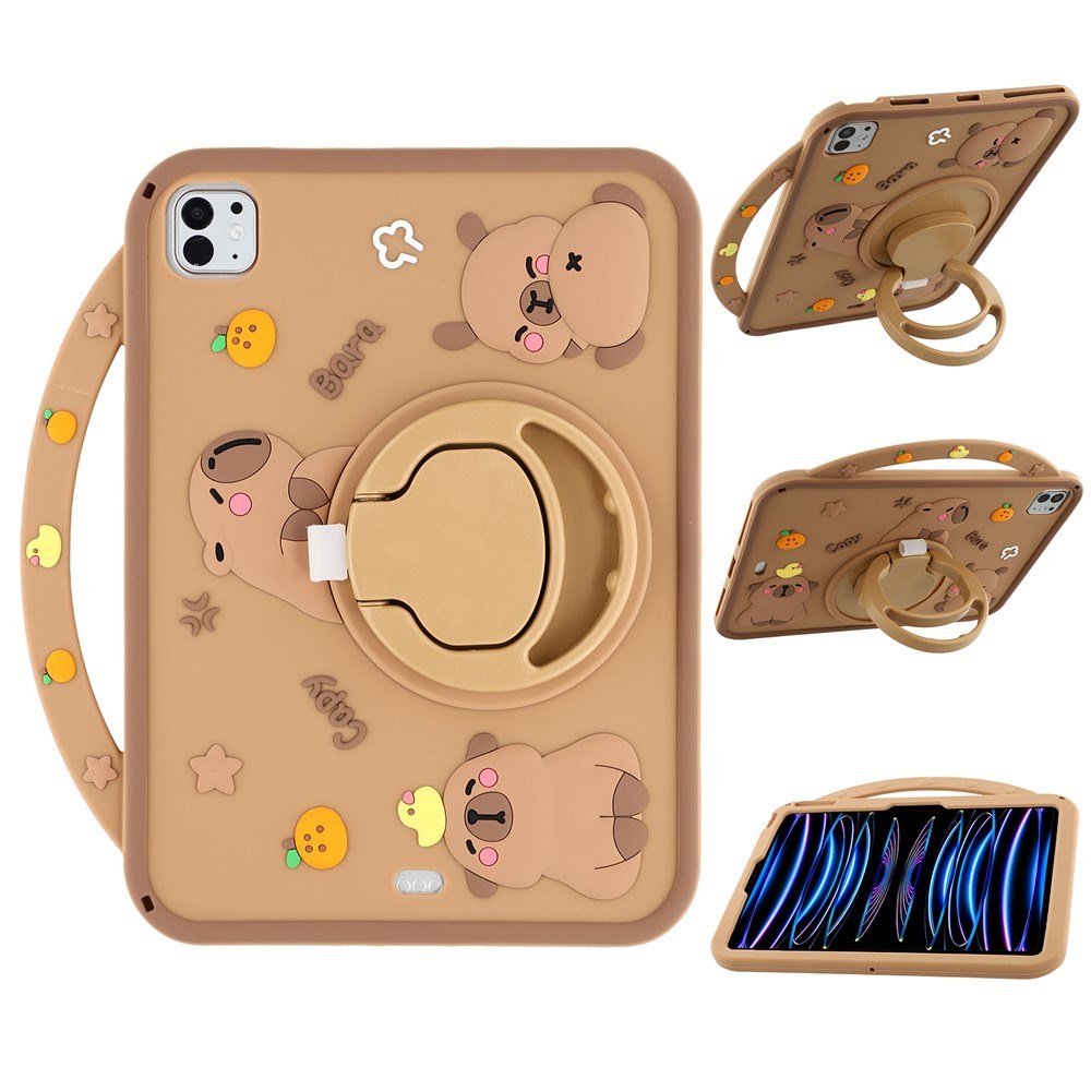 iPad Air 11" (2026 / 2025/ 2024) / Pro 11" (2025 / 2024 / 2022 / 2021 / 2020 / 2018) / Air (2022 / 2020) EIDERWOOD Silicone Case with Rotating Kickstand - Capybara