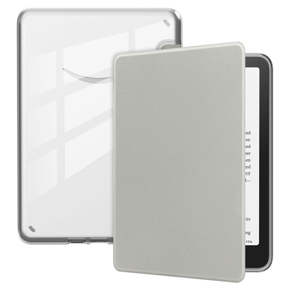 EIDERWOOD Amazon Kindle 11th Generation (2022) Faux Leather Flip Case - Transparent / Grey