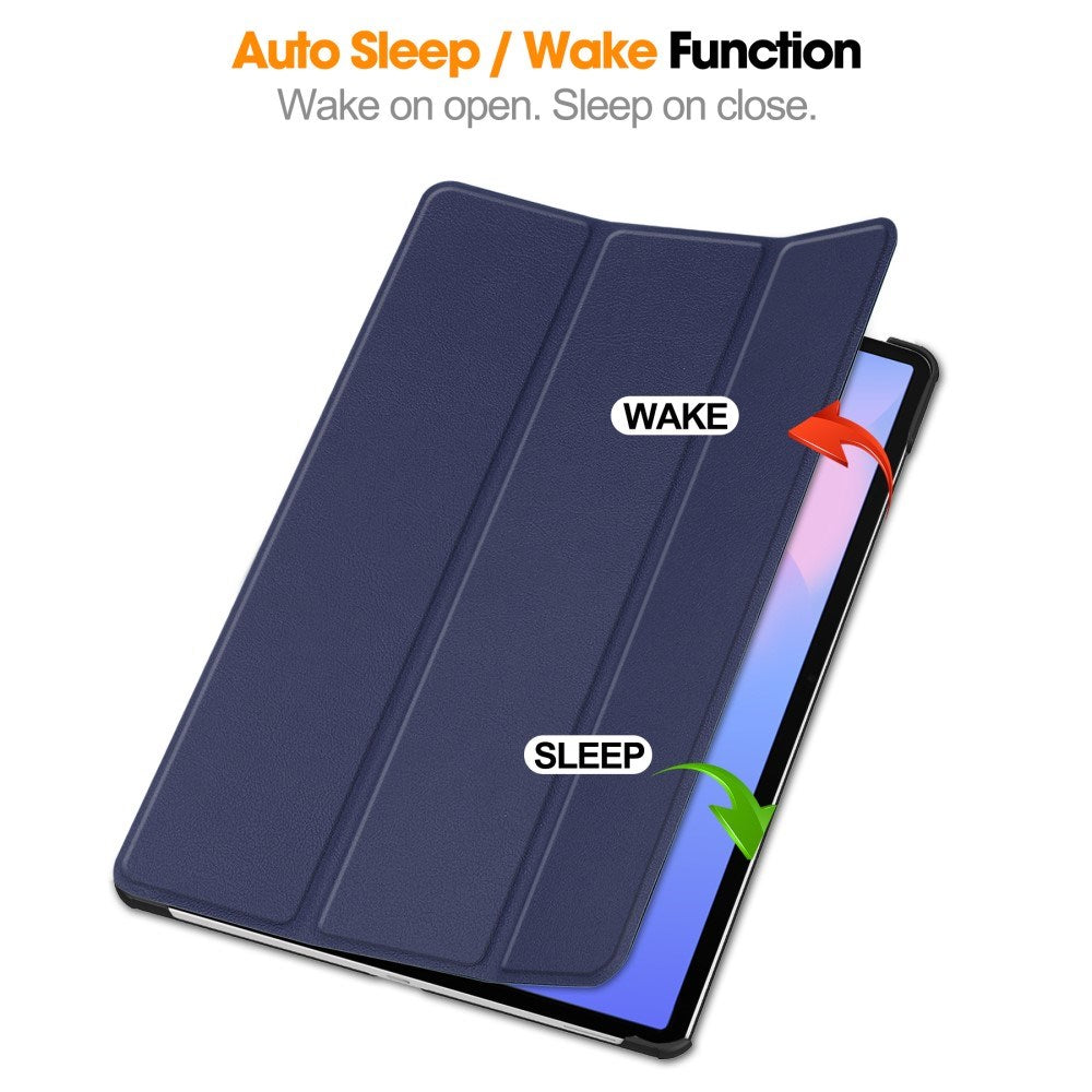 EIDERWOOD Samsung Galaxy Tab S10 FE+ (Plus) Faux Leather Flip Case with Stand Function & Pencil Holder - Blue