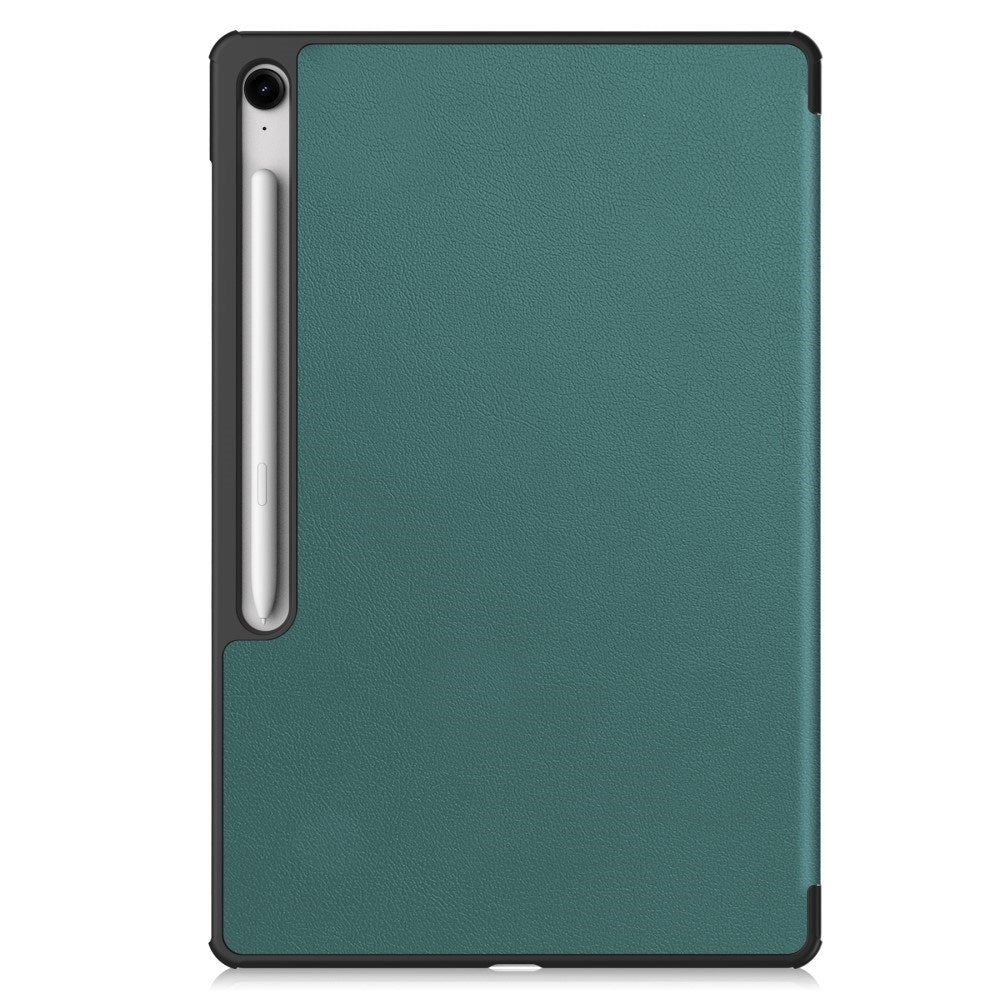 EIDERWOOD Samsung Galaxy Tab S10 FE+ (Plus) Faux Leather Flip Case with Stand Function & Pencil Holder - Green