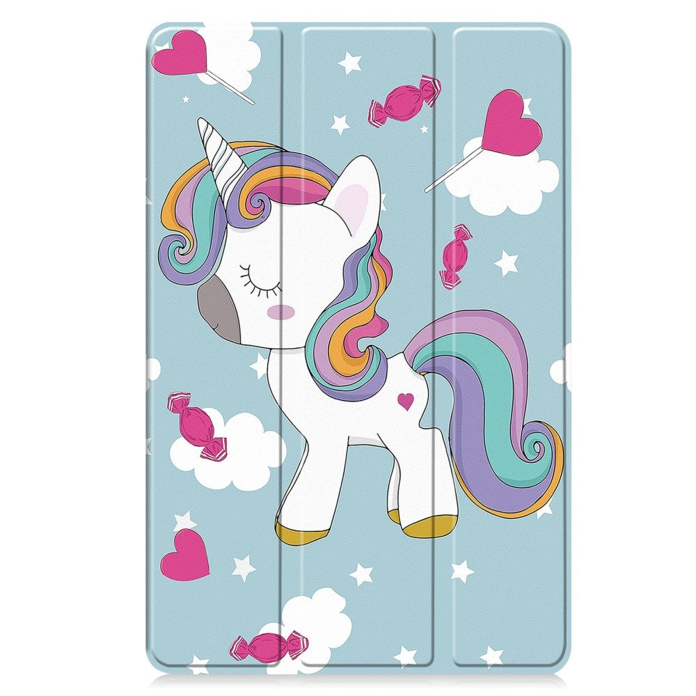 EIDERWOOD Samsung Galaxy Tab S10 FE+ (Plus) Tri-Fold Faux Leather Flip Case with Pattern - Unicorn