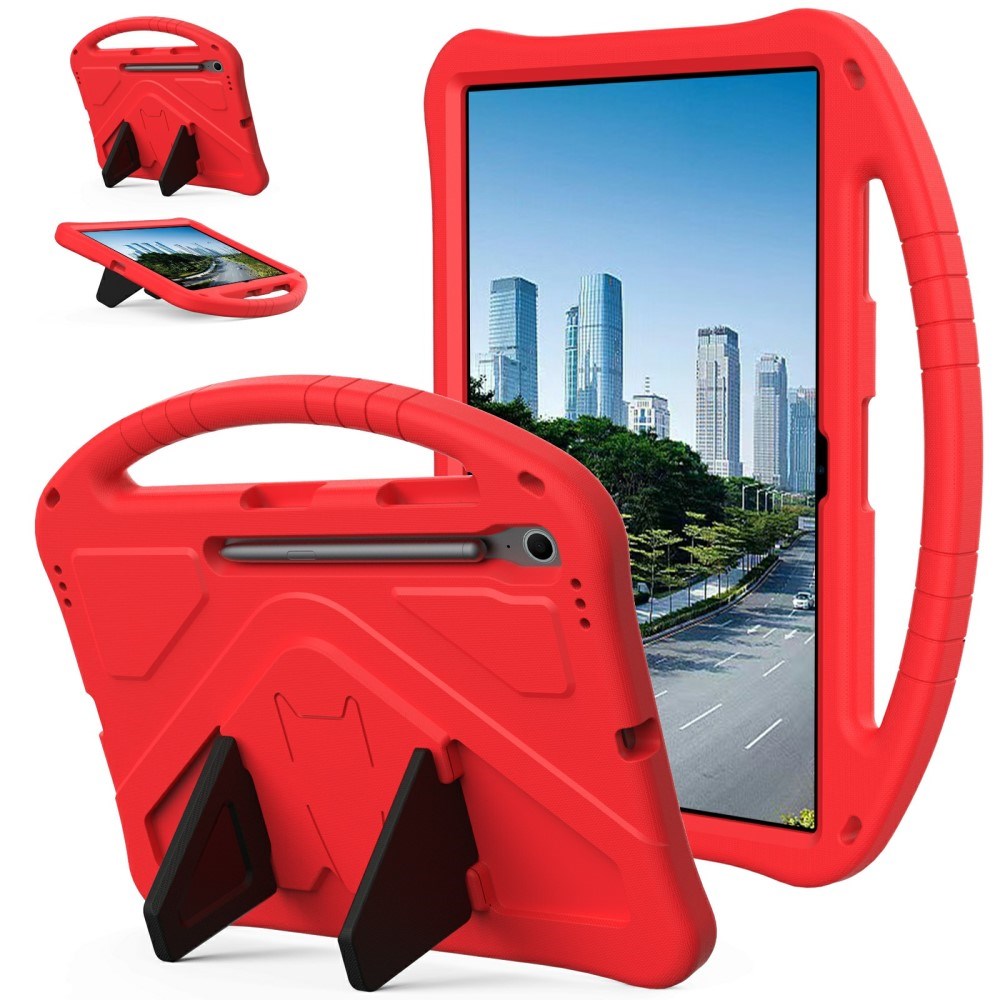 EIDERWOOD Samsung Galaxy Tab S10 FE+ (Plus) Anti-Drop Tablet Case with Handle and Kickstand - Red