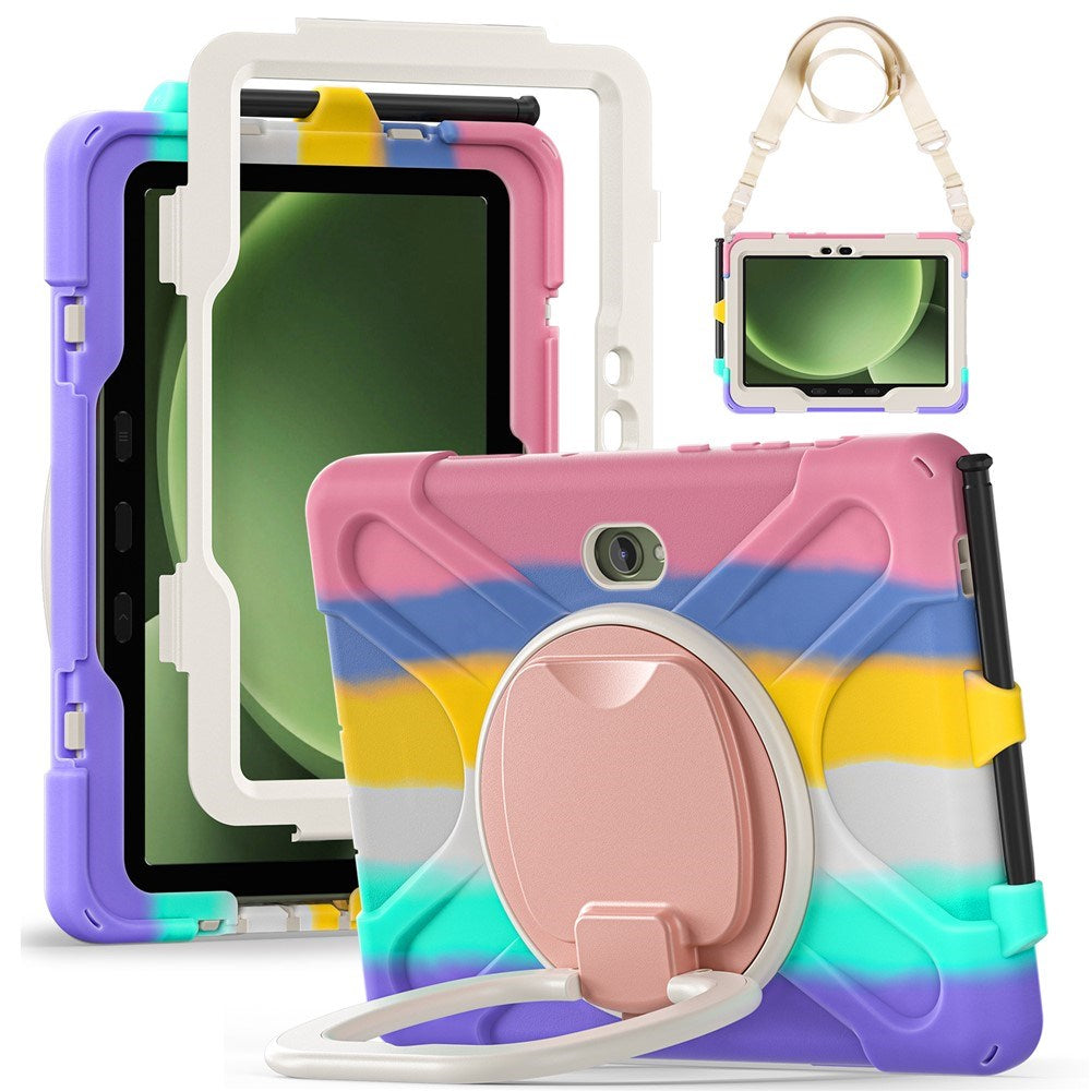 Samsung Galaxy Tab Active5 Pro / Active4 Pro EIDERWOOD Hybrid Plastic Kids Case w. Kickstand & Strap - Multi