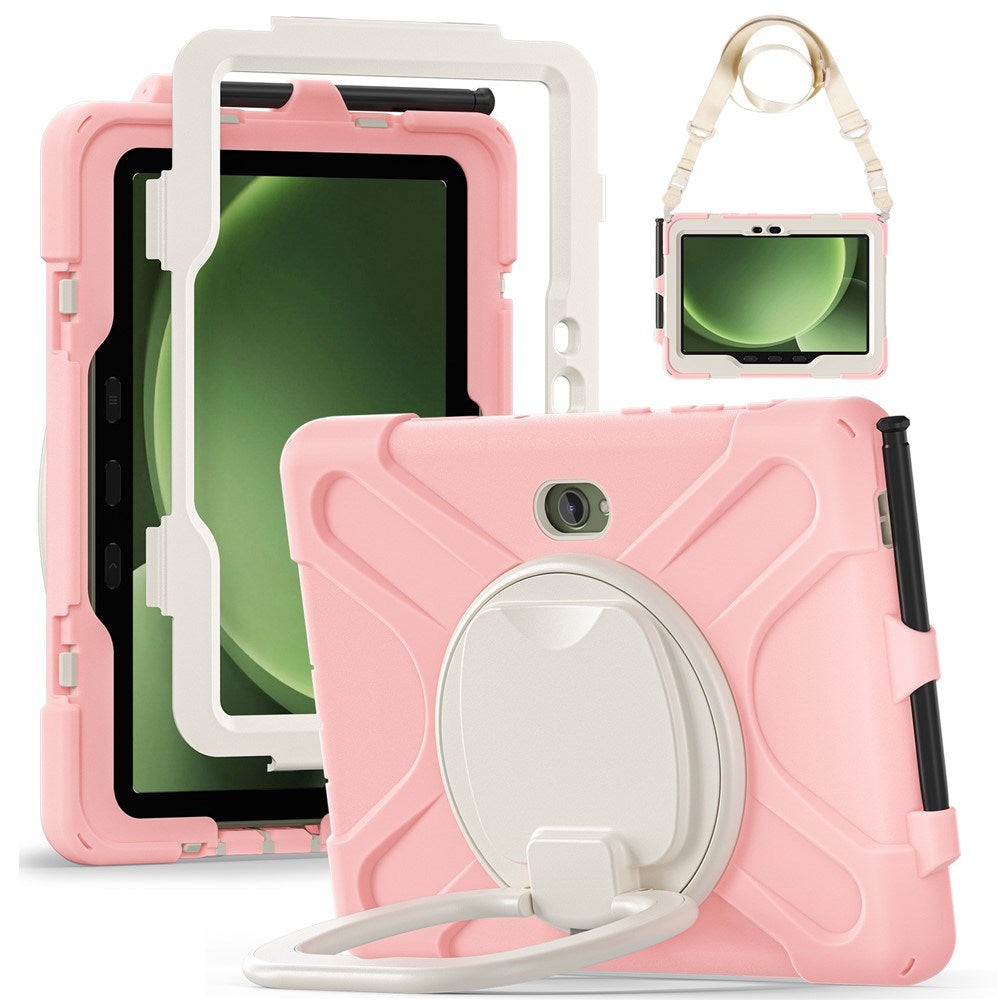 Samsung Galaxy Tab Active5 Pro / Active4 Pro EIDERWOOD Hybrid Plastic Kids Case w. Kickstand & Strap - Pink