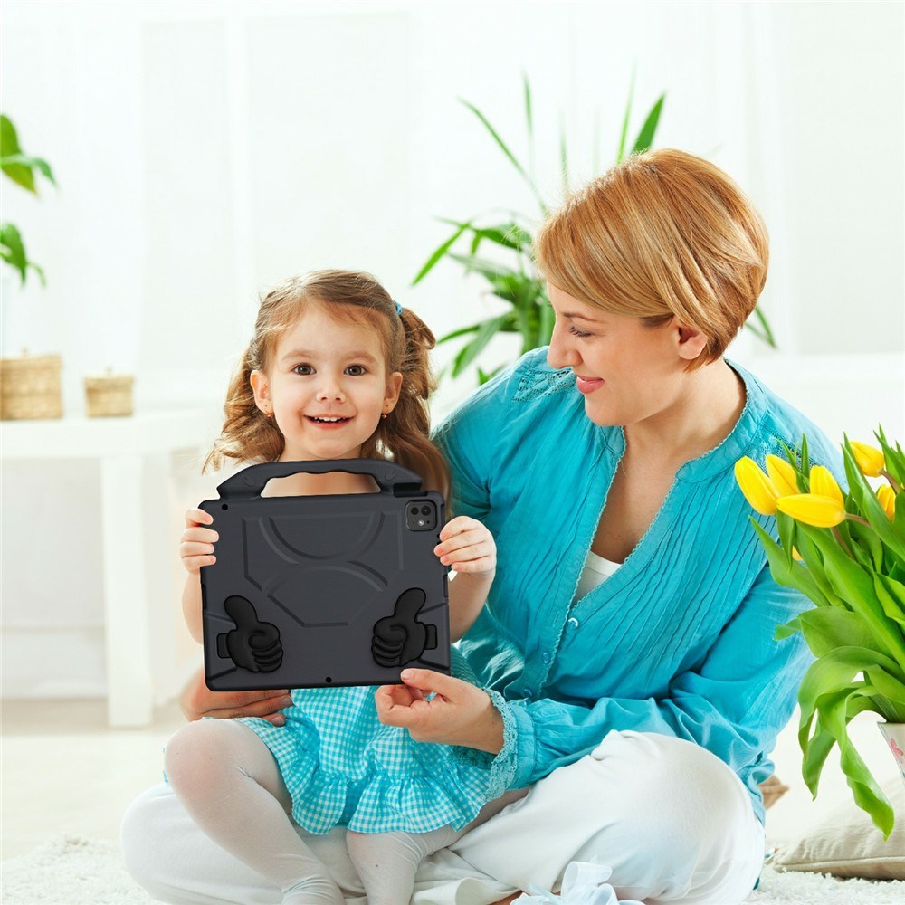 EIDERWOOD iPad Pro 12.9" (2022 / 2021 / 2020 / 2018) / Air 13" (2025 / 2024) / Pro 13" (2025 / 2024) Kids Case with Thumb Kickstand - Black