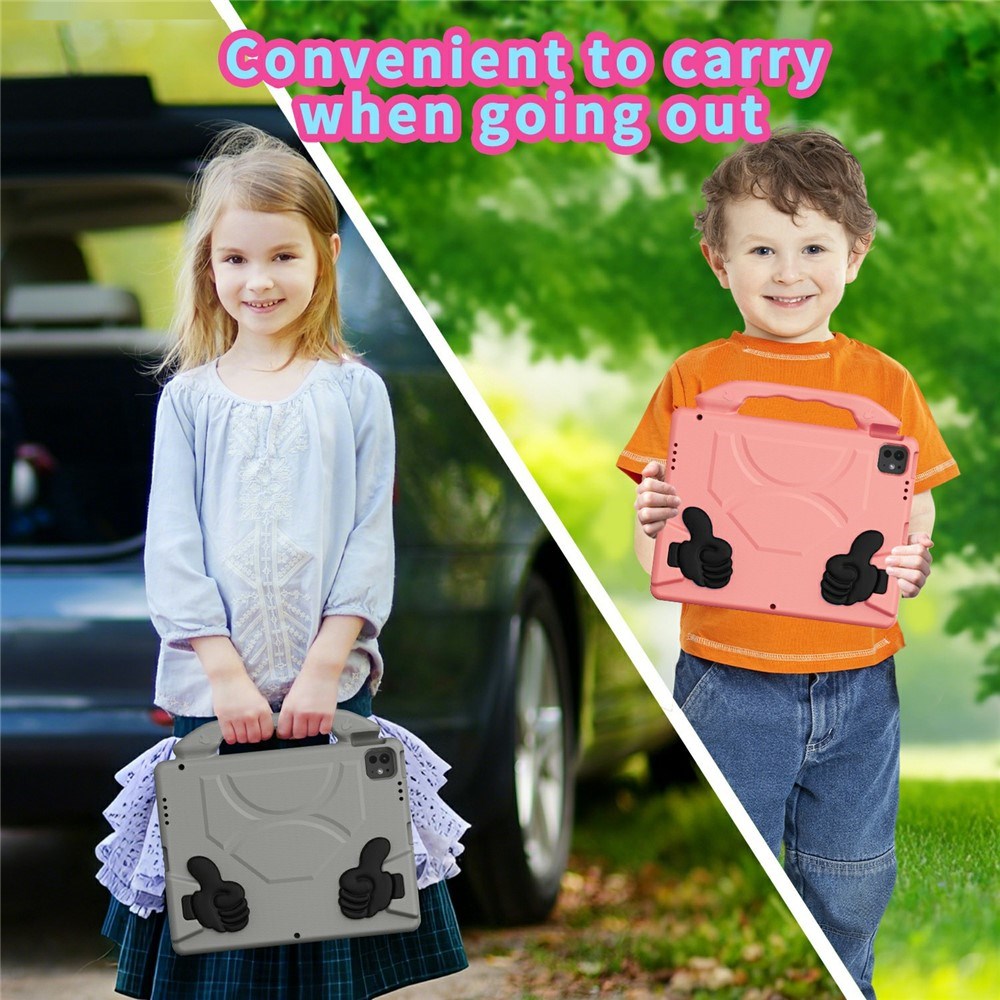 EIDERWOOD iPad Pro 12.9" (2022 / 2021 / 2020 / 2018) / Air 13" (2025 / 2024) / Pro 13" (2025 / 2024) Kids Case with Thumb Kickstand - Grey