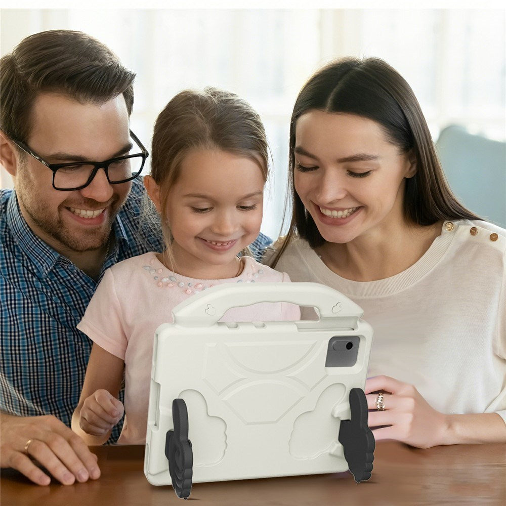 EIDERWOOD Xiaomi Redmi Pad 2 / SE / 6 / 5 / Lenovo Tab M11 / Samsung Galaxy Tab S10 FE / S9 FE / S9 / S8 / S7 Kids Case with Thumb Kickstand - White