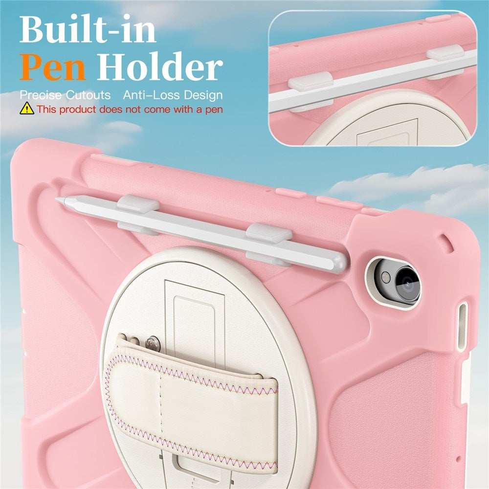 EIDERWOOD Samsung Galaxy Tab S11 Shockproof Case with 360 Degree Rotatable Kickstand & Velcro Strap - Pink