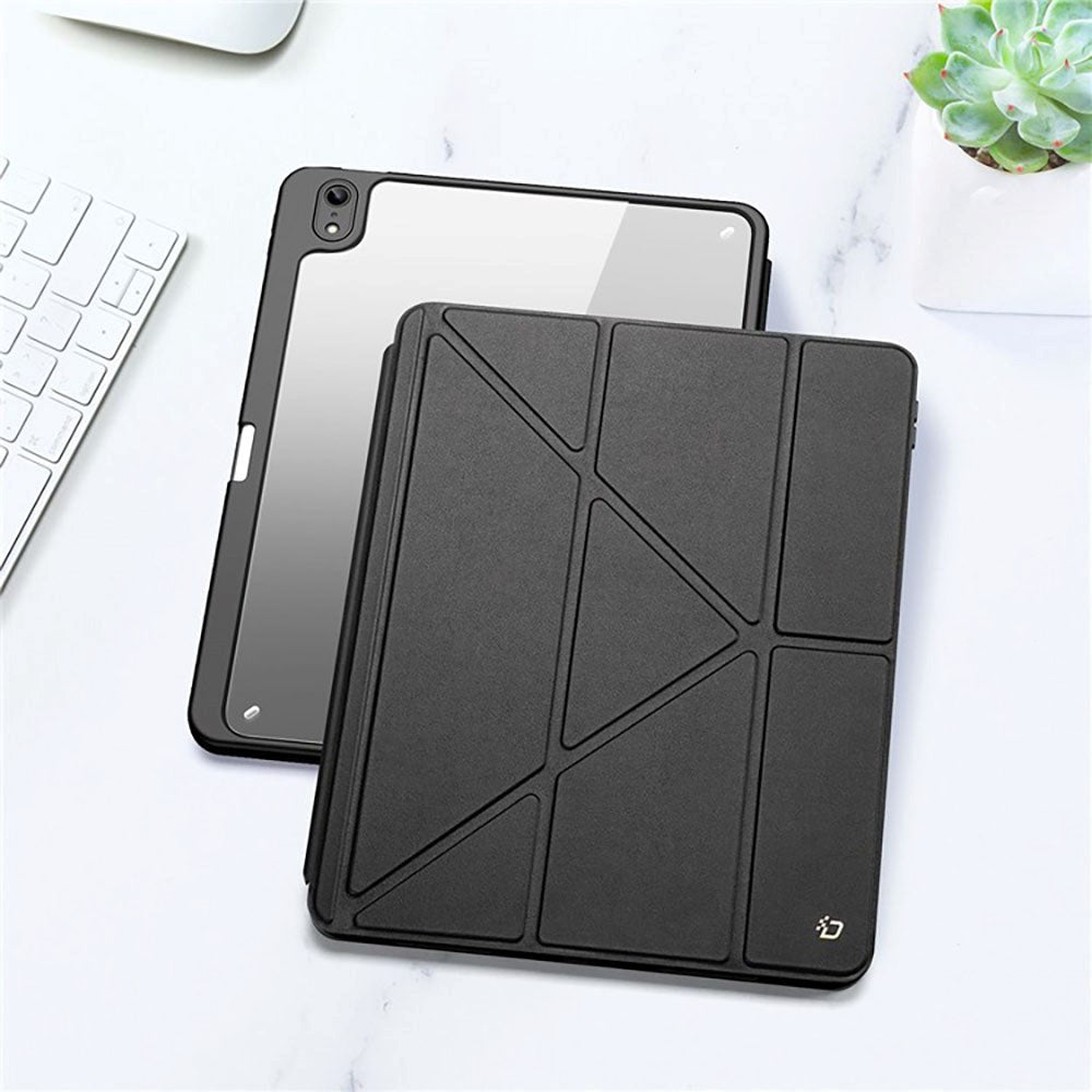 iPad 10.9" (2024/2022) PU Leather / Plastic Flip Case - DUX DUCIS MAGI Series - Transparent / Black